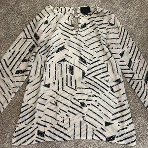 Anthropology LUMIERE Printed Black Blouse - Small